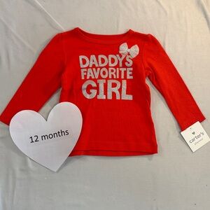 Carter's NWT Red Long Sleeve Shirt - Daddy's Favorite Girl